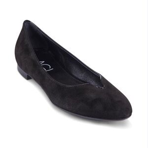 Agl Black Suede V‑Cut Ballet Flat